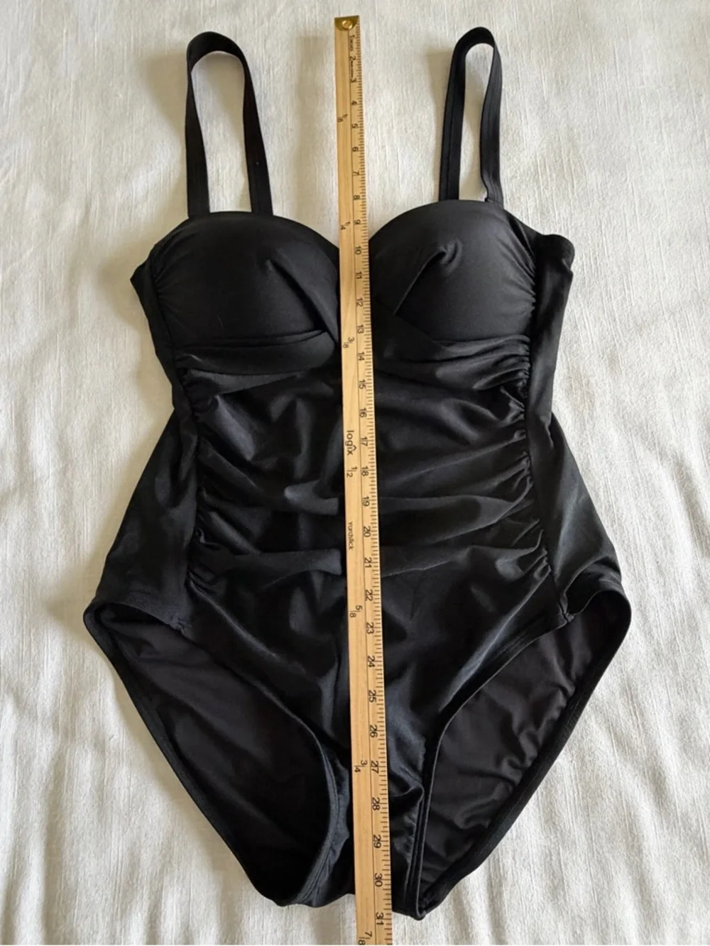 Calvin Klein Swimsuit Womens 16 Black One Piece Underwire Ruched Padded Lined